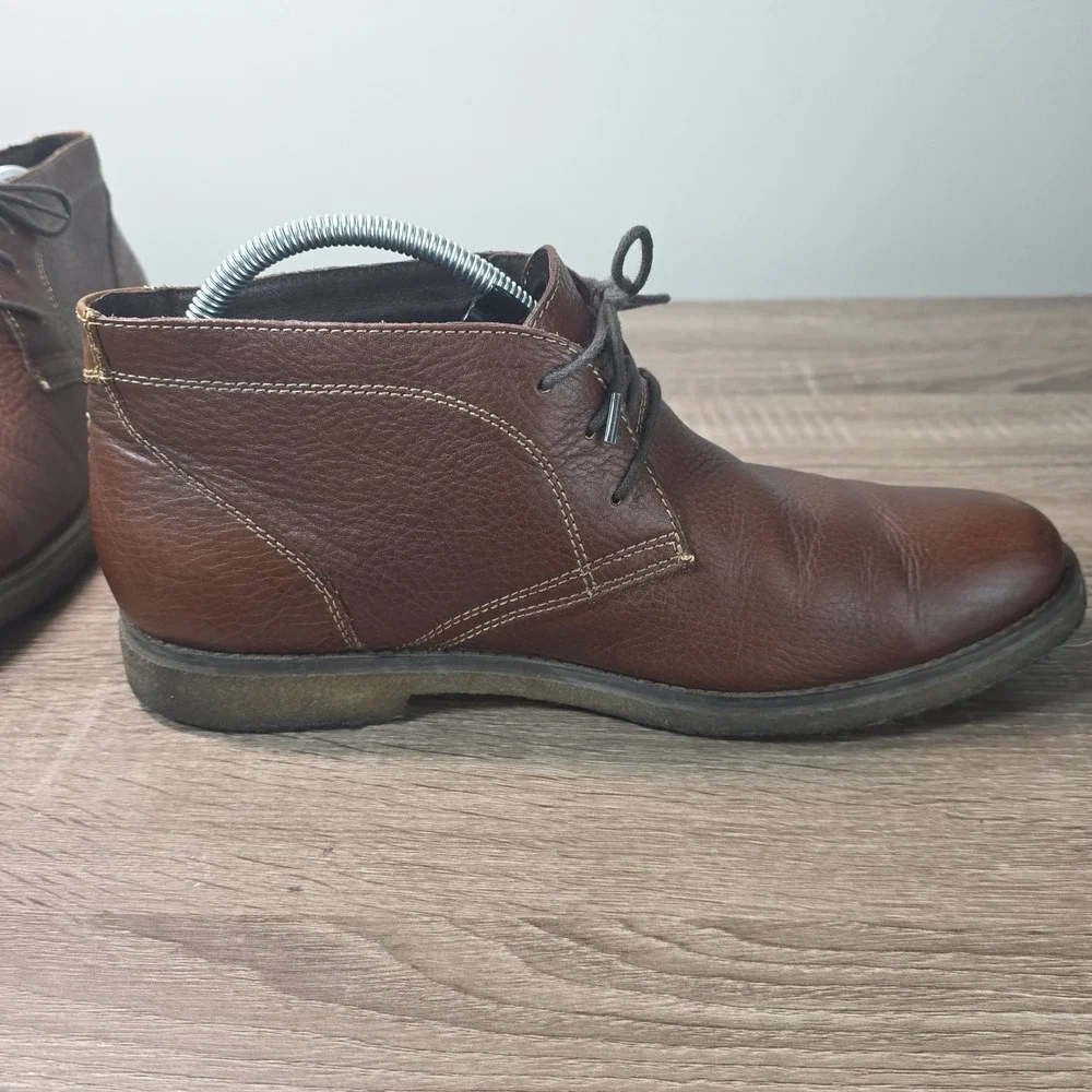 Johnston & Murphy Mens Brown Pebbled Leather Chukka Boots 59-12363 Size 10M